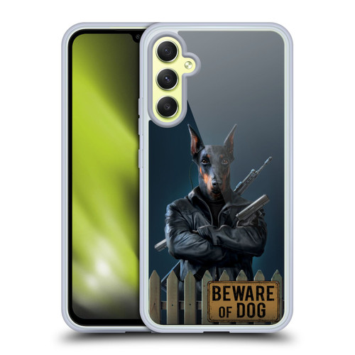 Vincent Hie Canidae Beware Of Dog Soft Gel Case for Samsung Galaxy A34 5G
