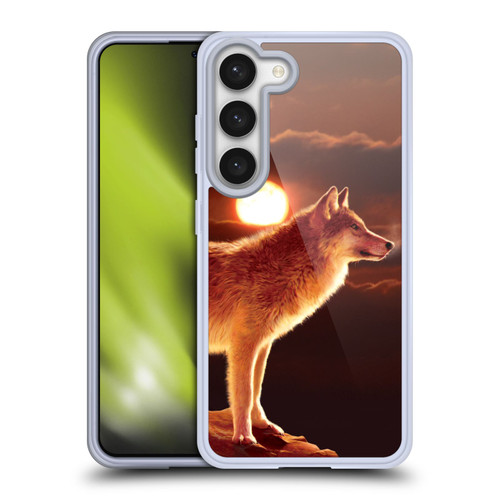 Vincent Hie Animals Sunset Wolf Soft Gel Case for Samsung Galaxy S23 5G & MagSafe
