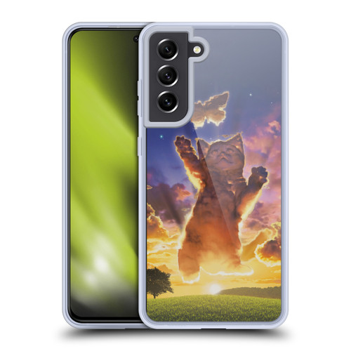 Vincent Hie Felidae Cloud Kitten Sunset Soft Gel Case for Samsung Galaxy S21 FE 5G & MagSafe