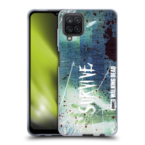 AMC The Walking Dead Typography Survive Torned Glass Soft Gel Case for Samsung Galaxy A12 (2020)