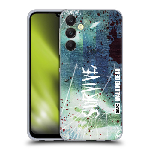 AMC The Walking Dead Typography Survive Torned Glass Soft Gel Case for Samsung Galaxy A25 5G