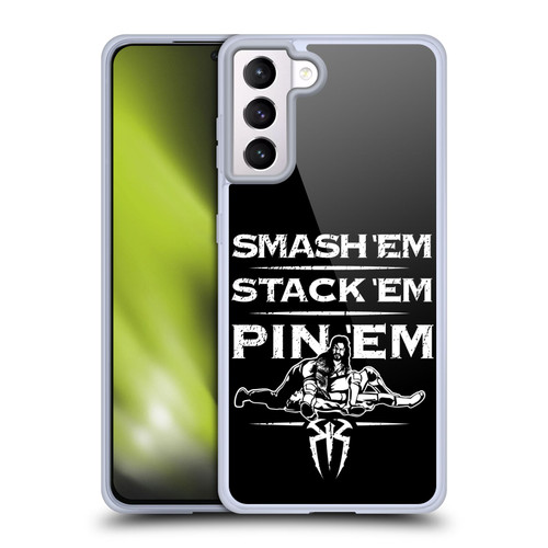 WWE R. Reigns Graphics Smash Em Stack Em Pin Em Soft Gel Case for Samsung Galaxy S21+ 5G & MagSafe