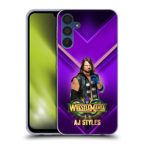 WWE Wrestlemania 34 Superstars AJ Styles Soft Gel Case for Samsung Galaxy A15 & MagSafe