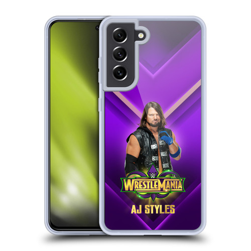 WWE Wrestlemania 34 Superstars AJ Styles Soft Gel Case for Samsung Galaxy S21 FE 5G & MagSafe