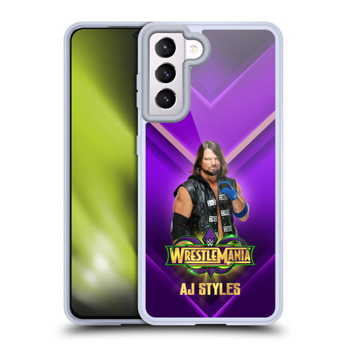 WWE Wrestlemania 34 Superstars AJ Styles Soft Gel Case for Samsung Galaxy S21 5G & MagSafe