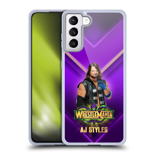WWE Wrestlemania 34 Superstars AJ Styles Soft Gel Case for Samsung Galaxy S21+ 5G & MagSafe