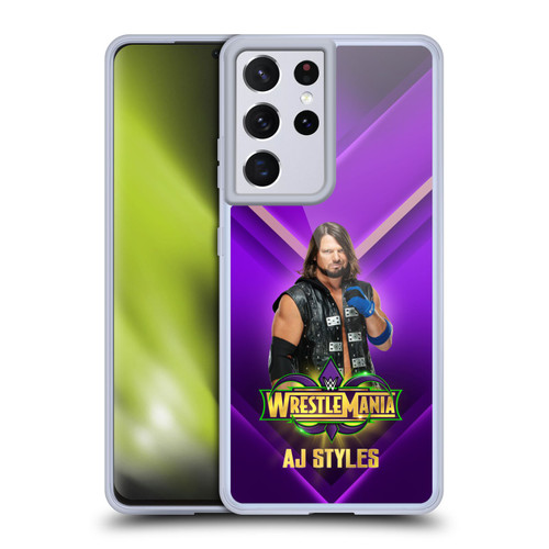 WWE Wrestlemania 34 Superstars AJ Styles Soft Gel Case for Samsung Galaxy S21 Ultra 5G & MagSafe