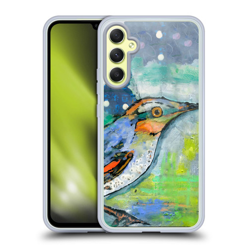 Wyanne Birds Blue and Orange Feathers Soft Gel Case for Samsung Galaxy A34 5G
