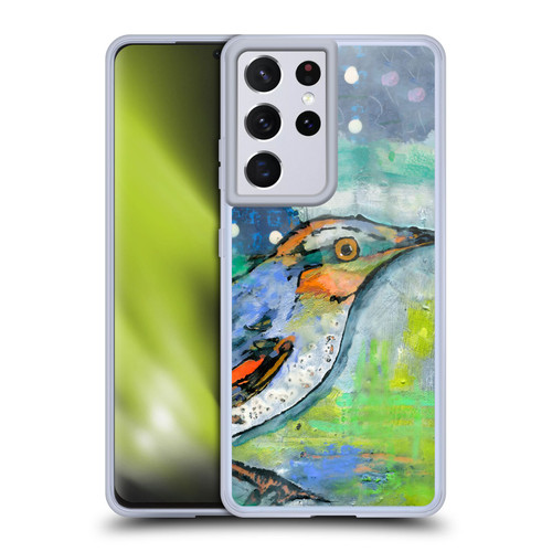 Wyanne Birds Blue and Orange Feathers Soft Gel Case for Samsung Galaxy S21 Ultra 5G & MagSafe