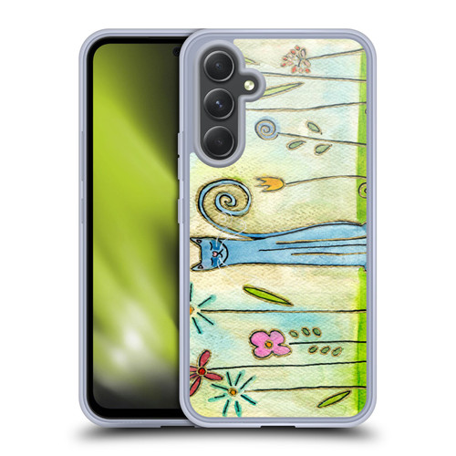 Wyanne Cat Blue Cat In The Flower Garden Soft Gel Case for Samsung Galaxy A54 5G
