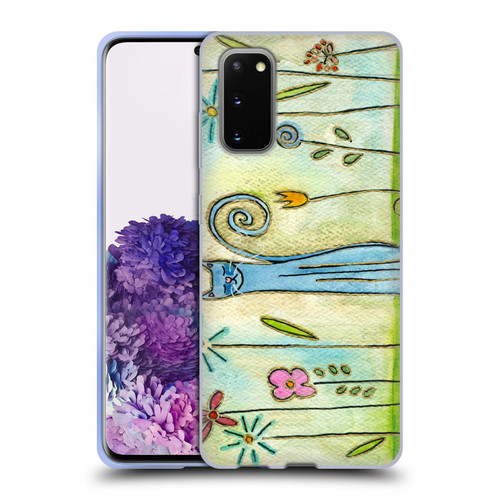 Wyanne Cat Blue Cat In The Flower Garden Soft Gel Case for Samsung Galaxy S20 / S20 5G