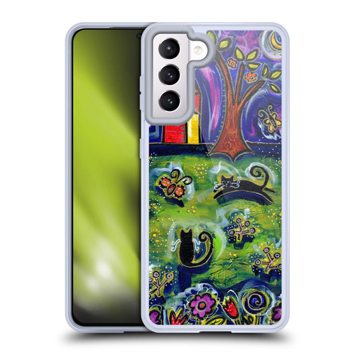 Wyanne Cat Barnyard Kitties At Midnight Soft Gel Case for Samsung Galaxy S21 5G & MagSafe