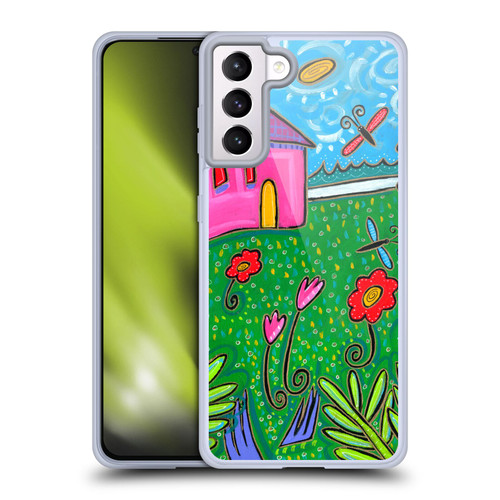 Wyanne Nature 2 Pink House Green Garden Soft Gel Case for Samsung Galaxy S21+ 5G & MagSafe