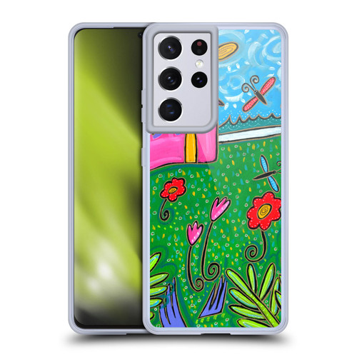 Wyanne Nature 2 Pink House Green Garden Soft Gel Case for Samsung Galaxy S21 Ultra 5G & MagSafe