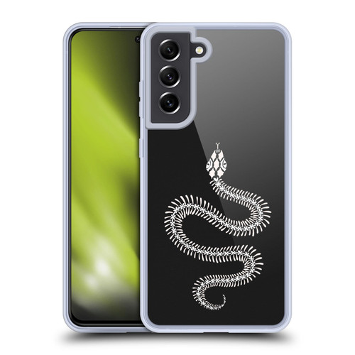 Cat Coquillette Animals White Ombre Snake Skeleton Soft Gel Case for Samsung Galaxy S21 FE 5G & MagSafe