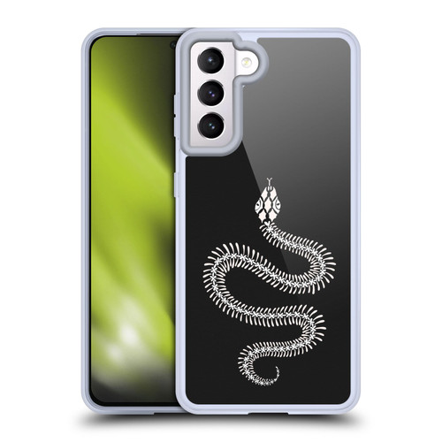 Cat Coquillette Animals White Ombre Snake Skeleton Soft Gel Case for Samsung Galaxy S21 5G & MagSafe