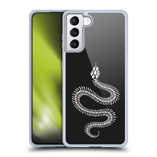 Cat Coquillette Animals White Ombre Snake Skeleton Soft Gel Case for Samsung Galaxy S21+ 5G & MagSafe