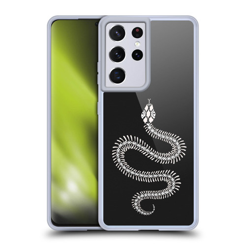 Cat Coquillette Animals White Ombre Snake Skeleton Soft Gel Case for Samsung Galaxy S21 Ultra 5G & MagSafe