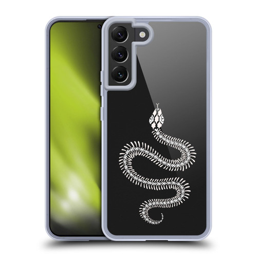 Cat Coquillette Animals White Ombre Snake Skeleton Soft Gel Case for Samsung Galaxy S22+ 5G & MagSafe