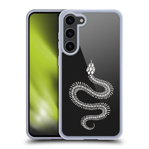 Cat Coquillette Animals White Ombre Snake Skeleton Soft Gel Case for Samsung Galaxy S23+ 5G & MagSafe
