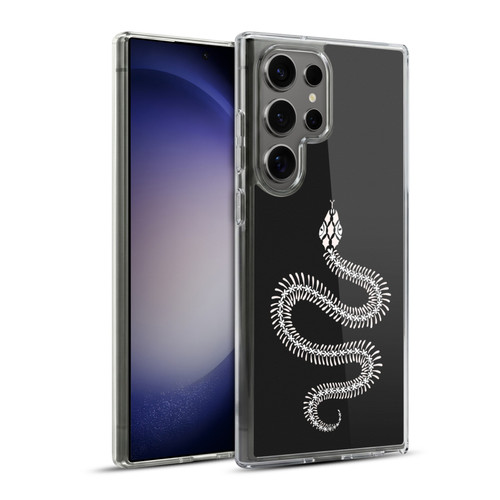 Cat Coquillette Animals White Ombre Snake Skeleton Soft Gel Case for Samsung Galaxy S23 Ultra 5G & MagSafe