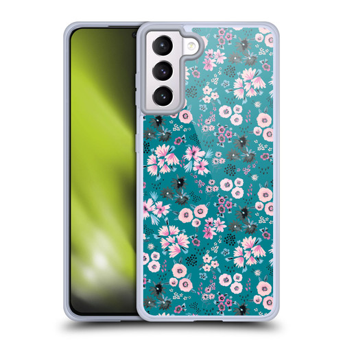 Ninola Floral Patterns Little Dark Turquoise Soft Gel Case for Samsung Galaxy S21+ 5G & MagSafe