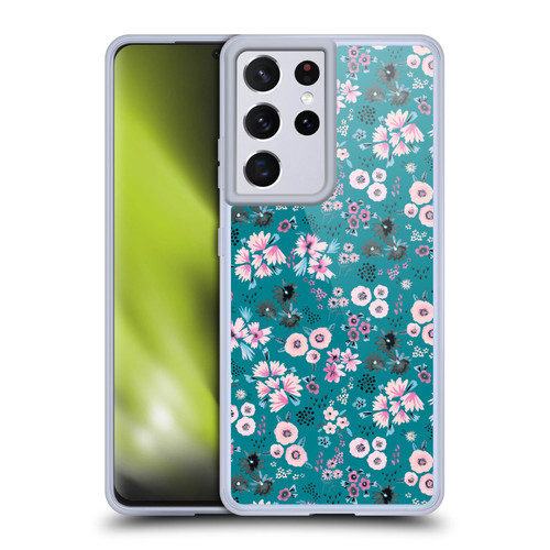 Ninola Floral Patterns Little Dark Turquoise Soft Gel Case for Samsung Galaxy S21 Ultra 5G & MagSafe
