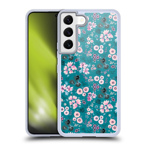 Ninola Floral Patterns Little Dark Turquoise Soft Gel Case for Samsung Galaxy S22 5G & MagSafe