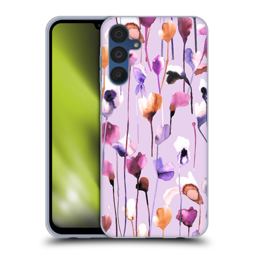 Ninola Lilac Floral Watery Flowers Purple Soft Gel Case for Samsung Galaxy A15 & MagSafe