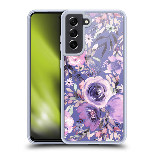 Ninola Lilac Floral Pastel Peony Roses Soft Gel Case for Samsung Galaxy S21 FE 5G & MagSafe