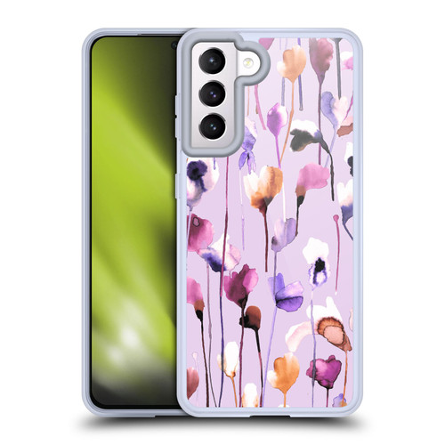 Ninola Lilac Floral Watery Flowers Purple Soft Gel Case for Samsung Galaxy S21 5G & MagSafe