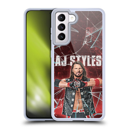 WWE Aj Styles Shattered Glass Soft Gel Case for Samsung Galaxy S21 5G & MagSafe