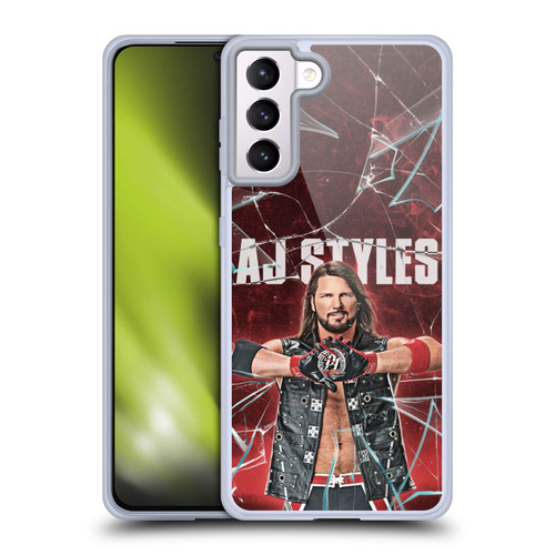 WWE Aj Styles Shattered Glass Soft Gel Case for Samsung Galaxy S21+ 5G & MagSafe