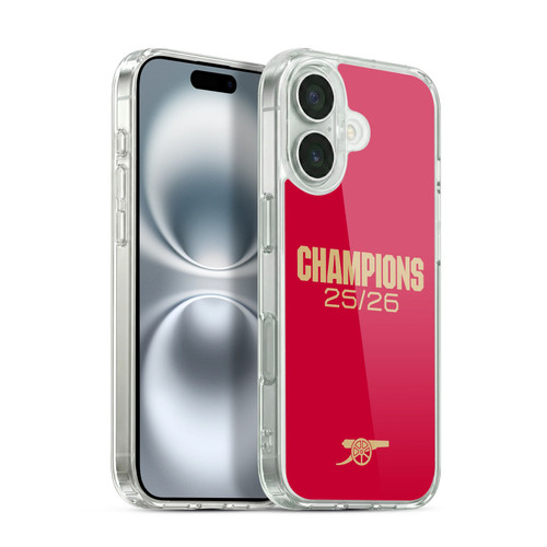 Arsenal FC 2025-26 Champions Red Soft Gel Case for Apple iPhone 16 & MagSafe