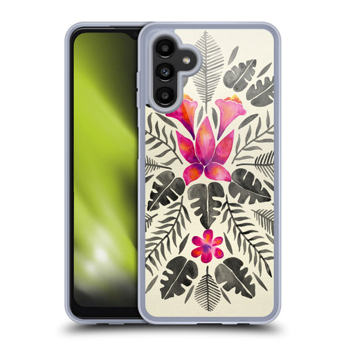 Cat Coquillette Nature Grey Pink Tropical Symmetry Soft Gel Case for Samsung Galaxy A13 5G (2021)