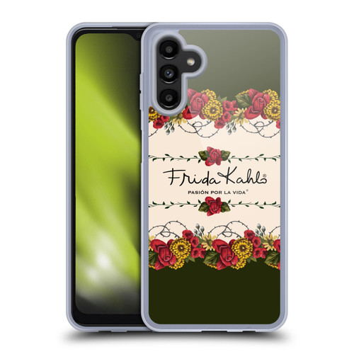 Frida Kahlo Red Florals Border Soft Gel Case for Samsung Galaxy A13 5G (2021)