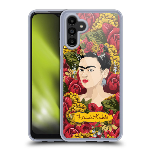 Frida Kahlo Red Florals Portrait Pattern Soft Gel Case for Samsung Galaxy A13 5G (2021)