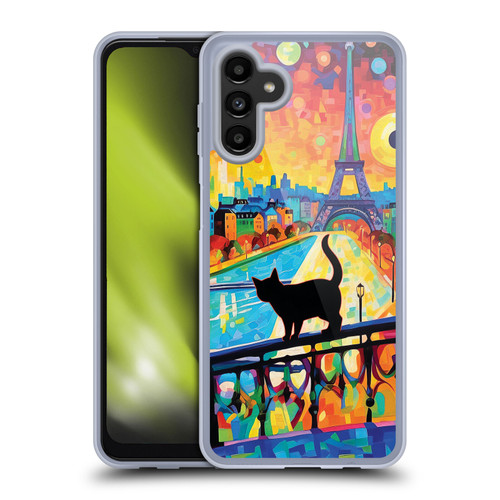 Michael David Ward Psychedelic Art Cat In Midnight Paris Soft Gel Case for Samsung Galaxy A13 5G (2021)
