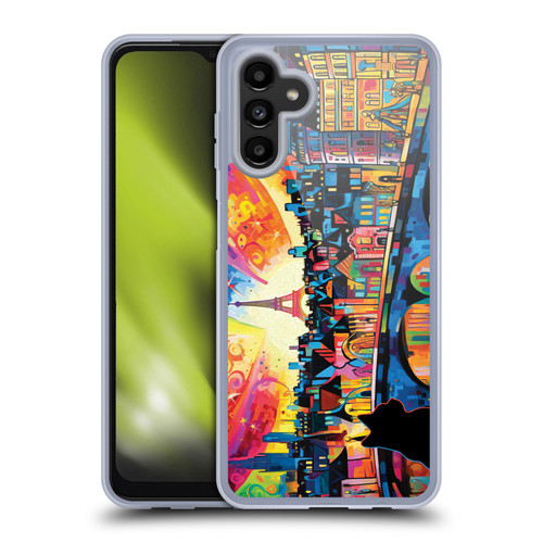 Michael David Ward Psychedelic Art Midnight Cat In Paris Soft Gel Case for Samsung Galaxy A13 5G (2021)