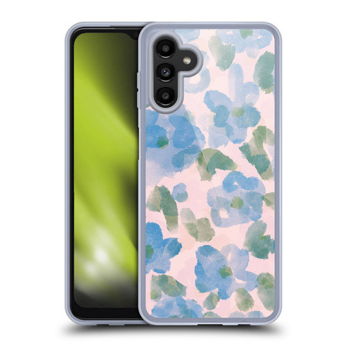 Anis Illustration Mix Pattern Soft Feminine Blue Flowers Soft Gel Case for Samsung Galaxy A13 5G (2021)