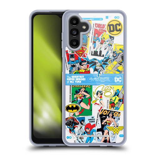 Justice League DC Comics 90th Anniversary Sticker Collage Soft Gel Case for Samsung Galaxy A13 5G (2021)
