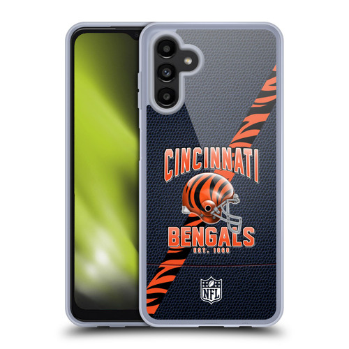 NFL Cincinnati Bengals Logo Art Football Stripes Soft Gel Case for Samsung Galaxy A13 5G (2021)