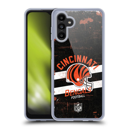 NFL Cincinnati Bengals Logo Art Helmet Distressed Soft Gel Case for Samsung Galaxy A13 5G (2021)