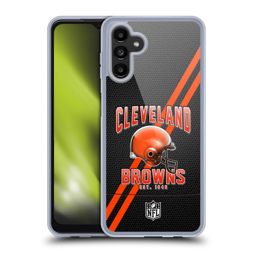 NFL Cleveland Browns Logo Art Football Stripes Soft Gel Case for Samsung Galaxy A13 5G (2021)