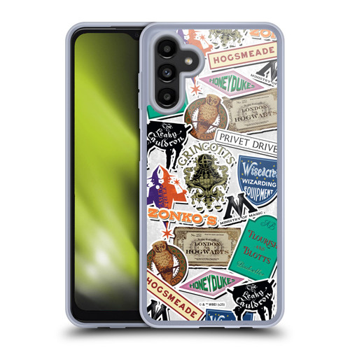 Harry Potter Locations Typography Logo Collage Soft Gel Case for Samsung Galaxy A13 5G (2021)