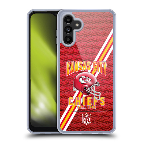 NFL Kansas City Chiefs Logo Art Football Stripes Soft Gel Case for Samsung Galaxy A13 5G (2021)