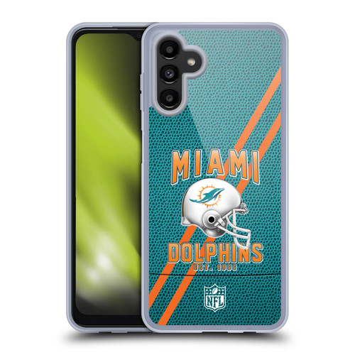 NFL Miami Dolphins Logo Art Football Stripes Soft Gel Case for Samsung Galaxy A13 5G (2021)