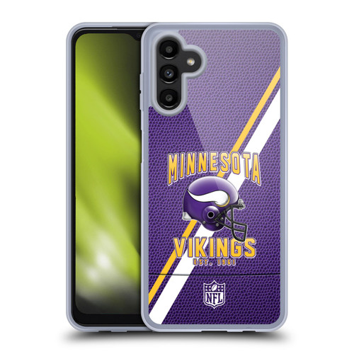 NFL Minnesota Vikings Logo Art Football Stripes Soft Gel Case for Samsung Galaxy A13 5G (2021)