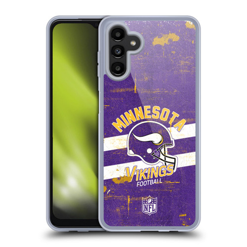 NFL Minnesota Vikings Logo Art Helmet Distressed Soft Gel Case for Samsung Galaxy A13 5G (2021)
