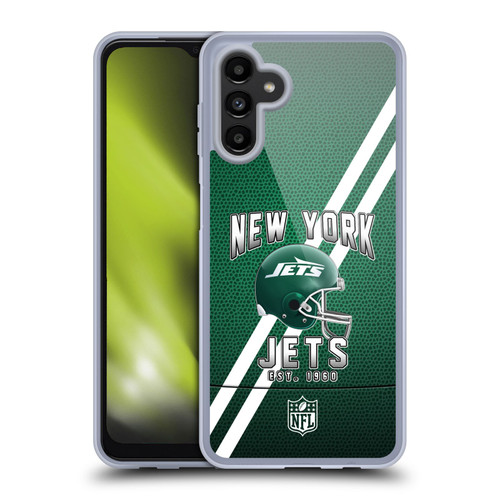 NFL New York Jets Logo Art Football Stripes Soft Gel Case for Samsung Galaxy A13 5G (2021)
